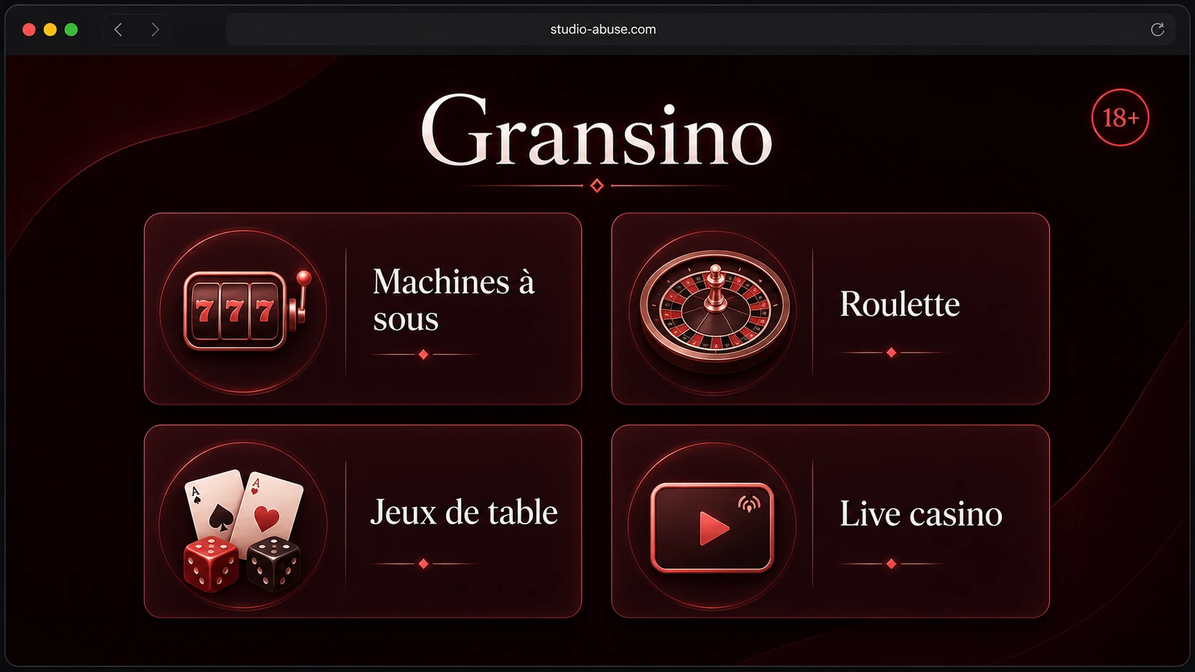 Types de jeux disponibles